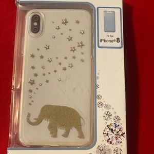 iPhone 8 phone case. Swarovski crystals Elephant